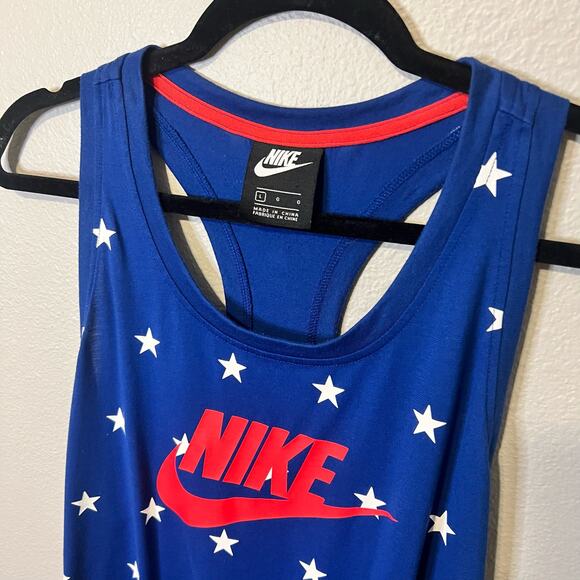 Nike Red White and Blue Star Print Racerback Tank Top Size Large - Picture 2 of 4